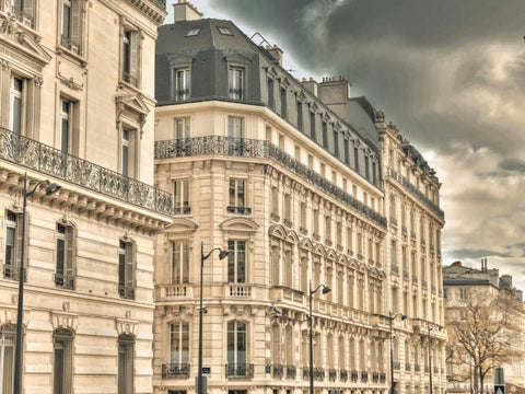 Building in Paris, France Black Ornate Wood Framed Art Print with Double Matting by Frank, Assaf