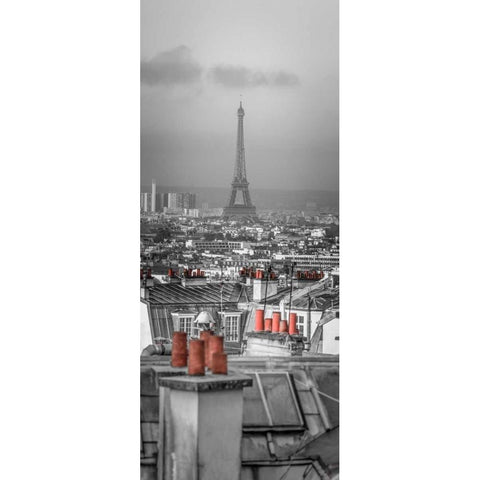 Cityscape of Montmartre with Eiffel Tower, Paris, France Gold Ornate Wood Framed Art Print with Double Matting by Frank, Assaf