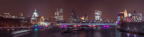 Panoramic view of London skyline White Modern Wood Framed Art Print with Double Matting by Frank, Assaf