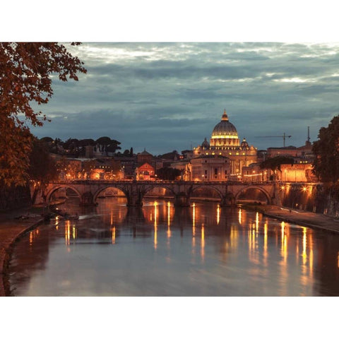View of Basilica di San Pietro in Vatican, Rome, Italy Black Modern Wood Framed Art Print with Double Matting by Frank, Assaf