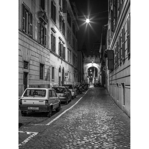 Vehicles parked on narrow city streets of Rome, Italy Black Modern Wood Framed Art Print with Double Matting by Frank, Assaf