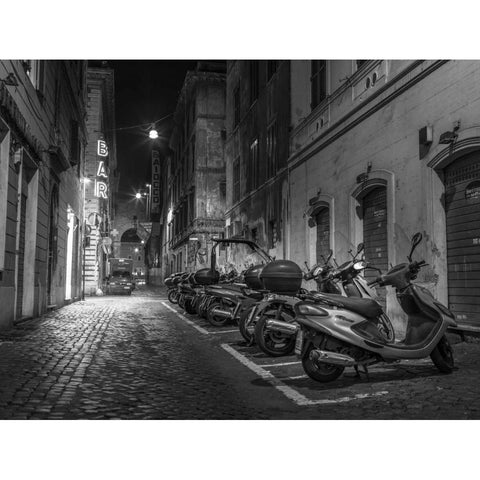 Vehicles parked on narrow city streets of Rome, Italy Black Modern Wood Framed Art Print with Double Matting by Frank, Assaf