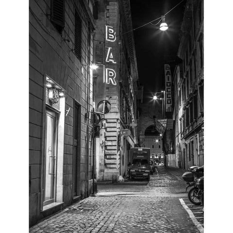 Vehicles parked on narrow city streets of Rome, Italy Black Modern Wood Framed Art Print with Double Matting by Frank, Assaf