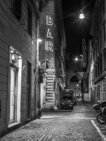 Vehicles parked on narrow city streets of Rome, Italy Black Ornate Wood Framed Art Print with Double Matting by Frank, Assaf