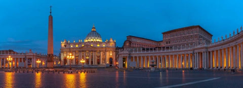 St. Peters Square at the Vatican City, Rome, Italy White Modern Wood Framed Art Print with Double Matting by Frank, Assaf