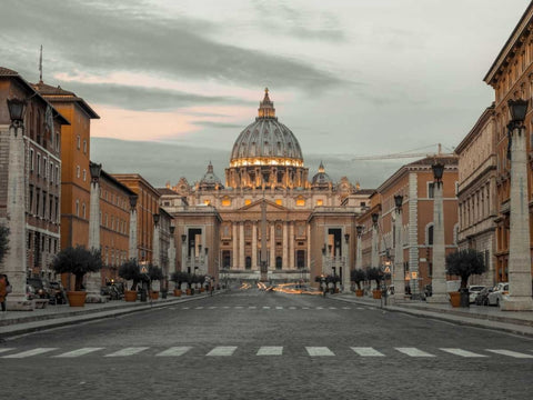 St. Peters Basilica, Rome, Italy White Modern Wood Framed Art Print with Double Matting by Frank, Assaf