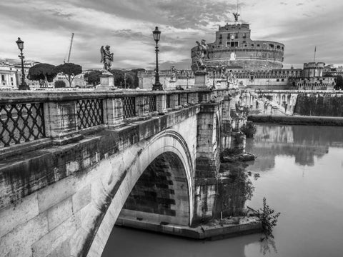 Castle St Angelo, Rome, Italy Black Ornate Wood Framed Art Print with Double Matting by Frank, Assaf