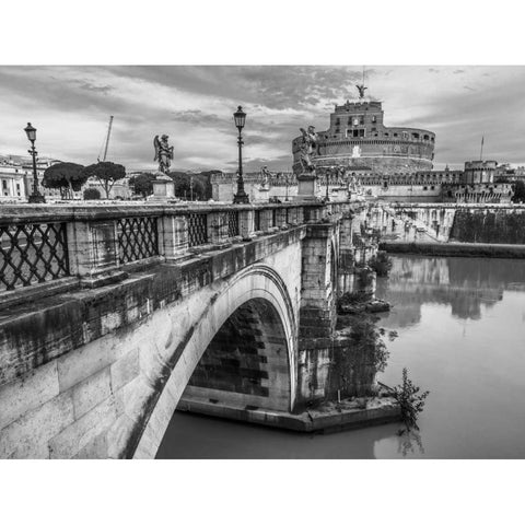 Castle St Angelo, Rome, Italy Black Modern Wood Framed Art Print with Double Matting by Frank, Assaf
