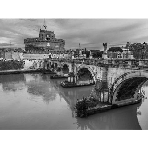Castle St Angelo, Rome, Italy Black Modern Wood Framed Art Print with Double Matting by Frank, Assaf