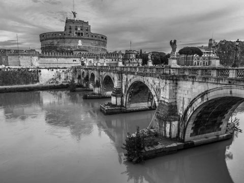 Castle St Angelo, Rome, Italy White Modern Wood Framed Art Print with Double Matting by Frank, Assaf