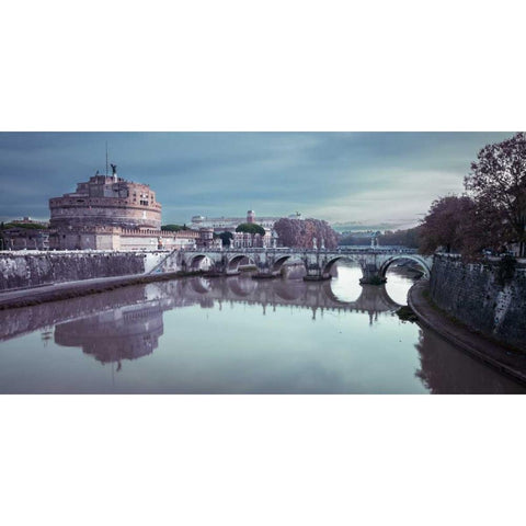 Castle St Angelo, Rome, Italy Black Modern Wood Framed Art Print with Double Matting by Frank, Assaf