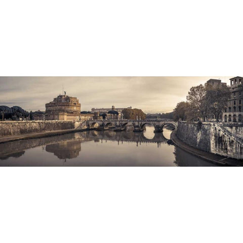 Castle St Angelo, Rome, Italy White Modern Wood Framed Art Print by Frank, Assaf