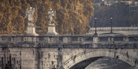 Saint Angelo bridge and Tiber River, Rome, Italy White Modern Wood Framed Art Print with Double Matting by Frank, Assaf