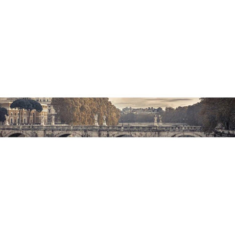 Saint Angelo bridge and Tiber River, Rome, Italy Black Modern Wood Framed Art Print with Double Matting by Frank, Assaf