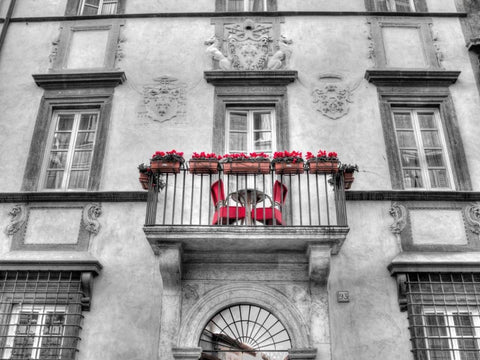 Old building with balcony in Rome, Italy White Modern Wood Framed Art Print with Double Matting by Frank, Assaf