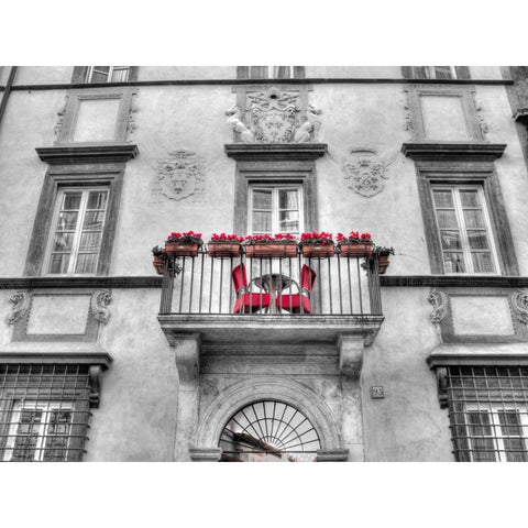 Old building with balcony in Rome, Italy Black Modern Wood Framed Art Print with Double Matting by Frank, Assaf