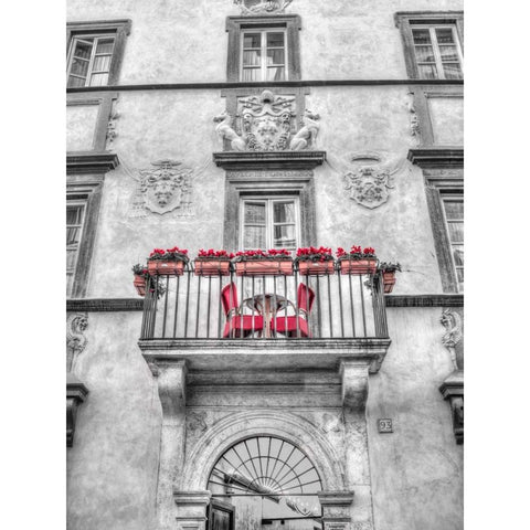 Old building with balcony in Rome, Italy Black Modern Wood Framed Art Print with Double Matting by Frank, Assaf