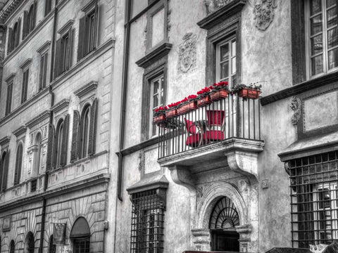 Old building with balcony in Rome, Italy Black Ornate Wood Framed Art Print with Double Matting by Frank, Assaf
