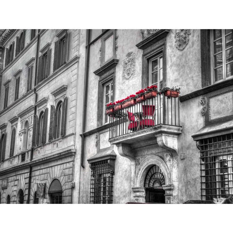 Old building with balcony in Rome, Italy Black Modern Wood Framed Art Print by Frank, Assaf