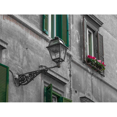 Lamp on an old buildings in city of Rome, Italy Black Modern Wood Framed Art Print with Double Matting by Frank, Assaf