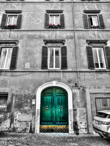 Old building in city of Rome, Italy White Modern Wood Framed Art Print with Double Matting by Frank, Assaf