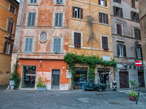 Old buildings in city of Rome, Italy White Modern Wood Framed Art Print with Double Matting by Frank, Assaf