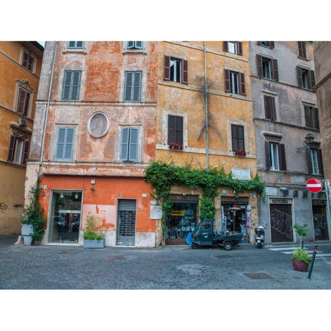Old buildings in city of Rome, Italy Black Modern Wood Framed Art Print with Double Matting by Frank, Assaf