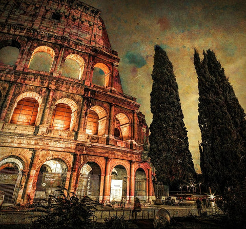 Famous Colosseum in Rome, Italy Black Modern Wood Framed Art Print by Frank, Assaf