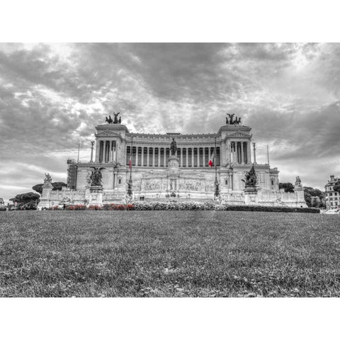Famous Piazza Venezia in Rome, Italy Black Modern Wood Framed Art Print with Double Matting by Frank, Assaf