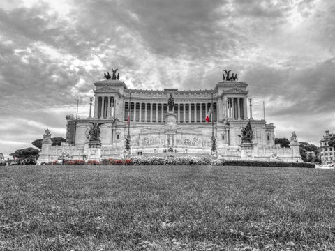 Famous Piazza Venezia in Rome, Italy White Modern Wood Framed Art Print with Double Matting by Frank, Assaf