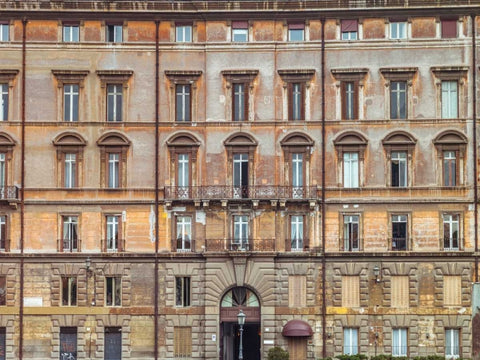 Old rustic building in Rome, Italy White Modern Wood Framed Art Print with Double Matting by Frank, Assaf