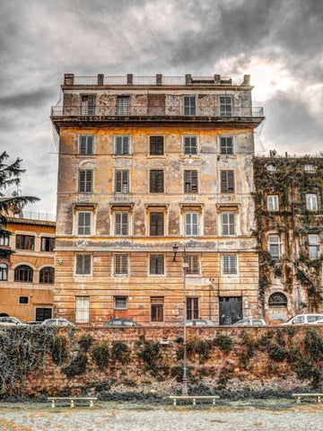 Old rustic building in Rome, Italy Black Ornate Wood Framed Art Print with Double Matting by Frank, Assaf