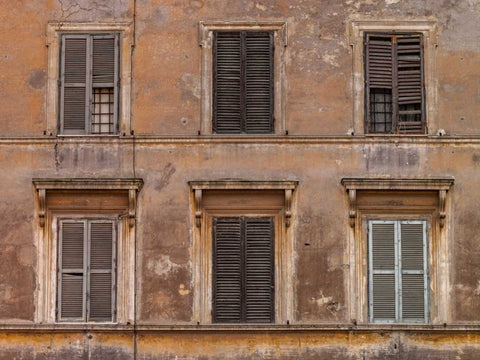 Old rustic building in Rome, Italy White Modern Wood Framed Art Print with Double Matting by Frank, Assaf