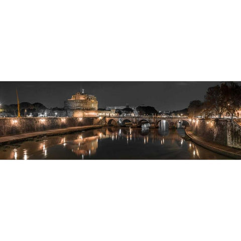 Castle St Angelo, Rome, Italy Black Modern Wood Framed Art Print with Double Matting by Frank, Assaf