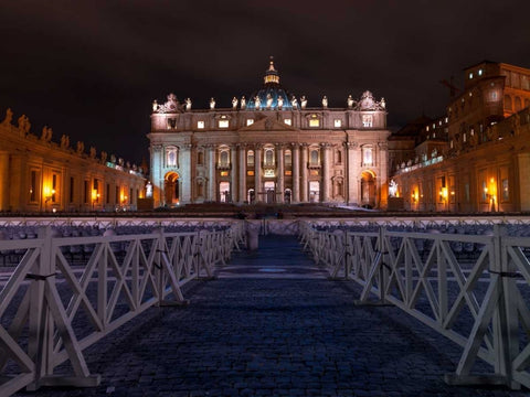 St. Peters Basilica, Rome, Italy White Modern Wood Framed Art Print with Double Matting by Frank, Assaf