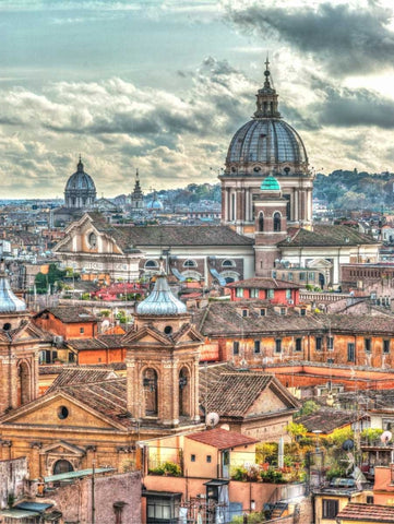 Vatican city with St. Peters Basilica, Rome, Italy White Modern Wood Framed Art Print with Double Matting by Frank, Assaf