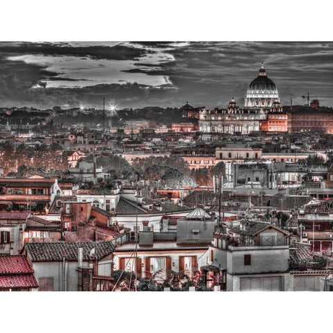 Vatican city with St. Peters Basilica, Rome, Italy Black Modern Wood Framed Art Print with Double Matting by Frank, Assaf