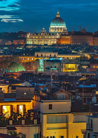 Vatican city with St. Peters Basilica, Rome, Italy White Modern Wood Framed Art Print with Double Matting by Frank, Assaf