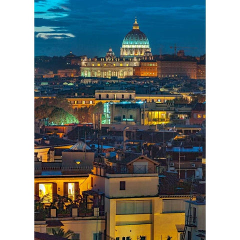 Vatican city with St. Peters Basilica, Rome, Italy Black Modern Wood Framed Art Print with Double Matting by Frank, Assaf