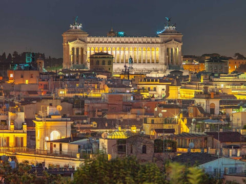 Piazza Venezia in Rome, Italy White Modern Wood Framed Art Print with Double Matting by Frank, Assaf