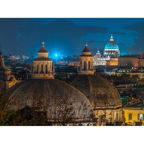 Vatican city with St. Peters Basilica, Rome, Italy Black Modern Wood Framed Art Print with Double Matting by Frank, Assaf