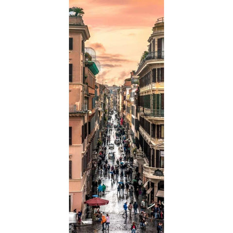 City street, Rome, Italy Black Modern Wood Framed Art Print with Double Matting by Frank, Assaf