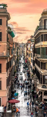 City street, Rome, Italy Black Ornate Wood Framed Art Print with Double Matting by Frank, Assaf