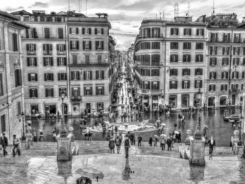 City Square, Rome, Italy White Modern Wood Framed Art Print with Double Matting by Frank, Assaf