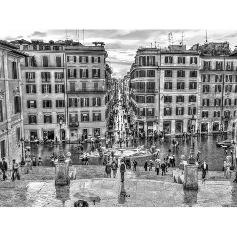 City Square, Rome, Italy Black Modern Wood Framed Art Print with Double Matting by Frank, Assaf