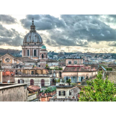 Vatican city with St. Peters Basilica, Rome, Italy Black Modern Wood Framed Art Print with Double Matting by Frank, Assaf