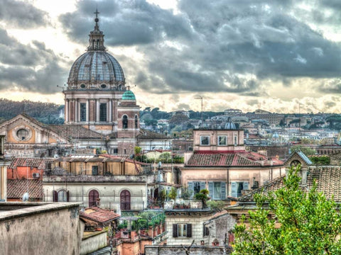 Vatican city with St. Peters Basilica, Rome, Italy White Modern Wood Framed Art Print with Double Matting by Frank, Assaf