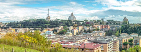 Vatican city and St. Peters Basilica, Rome, Italy White Modern Wood Framed Art Print with Double Matting by Frank, Assaf