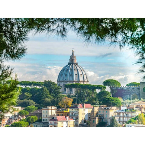 Vatican city with St. Peters Basilica, Rome, Italy Black Modern Wood Framed Art Print with Double Matting by Frank, Assaf