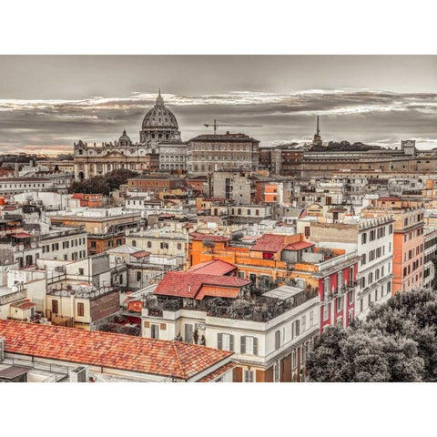 Vatican city with St. Peters Basilica, Rome, Italy White Modern Wood Framed Art Print by Frank, Assaf